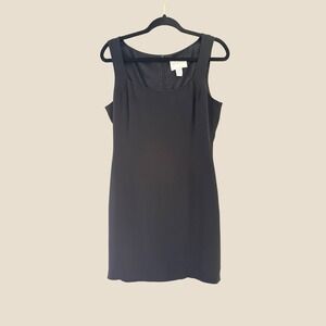 Hugo Buscati Collection Black 100% Silk Sheath Dress Square Neck Sleeveless 10